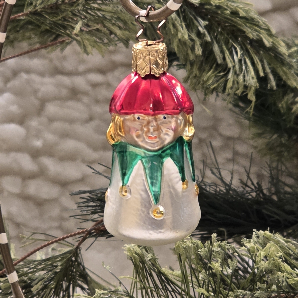 Vintage Inge-Glas Jester Clown Germany Old World Christmas Blown Glass Ornament